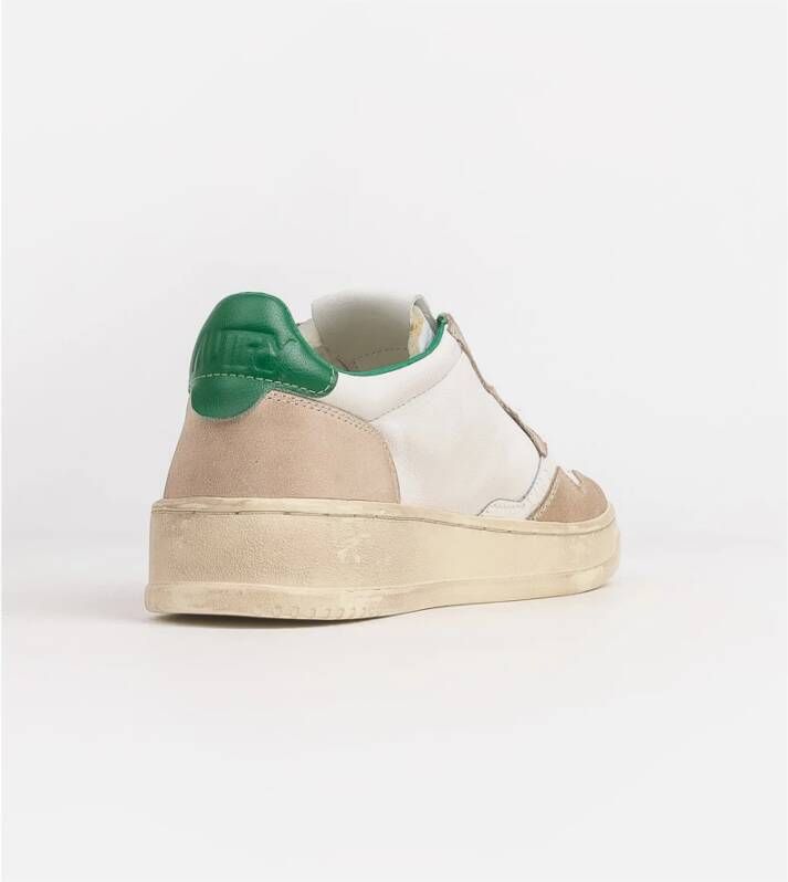 Autry Witte Leren Sneakers met Groene Details Wit Dames