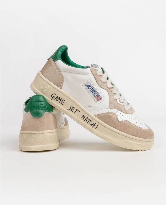 Autry Witte Leren Sneakers met Groene Details Wit Dames