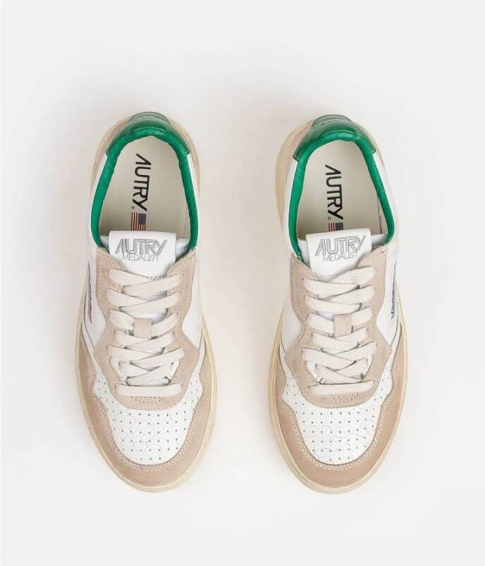 Autry Witte Leren Sneakers met Groene Details Wit Dames