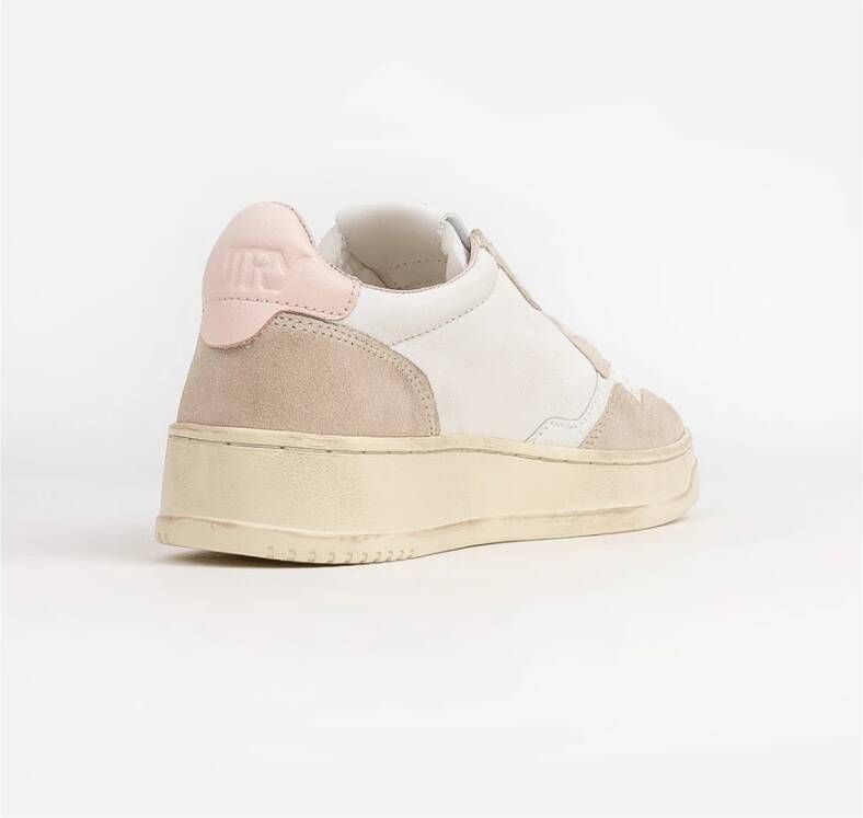 Autry Witte Leren Sneakers met Lichtroze Details Wit Dames