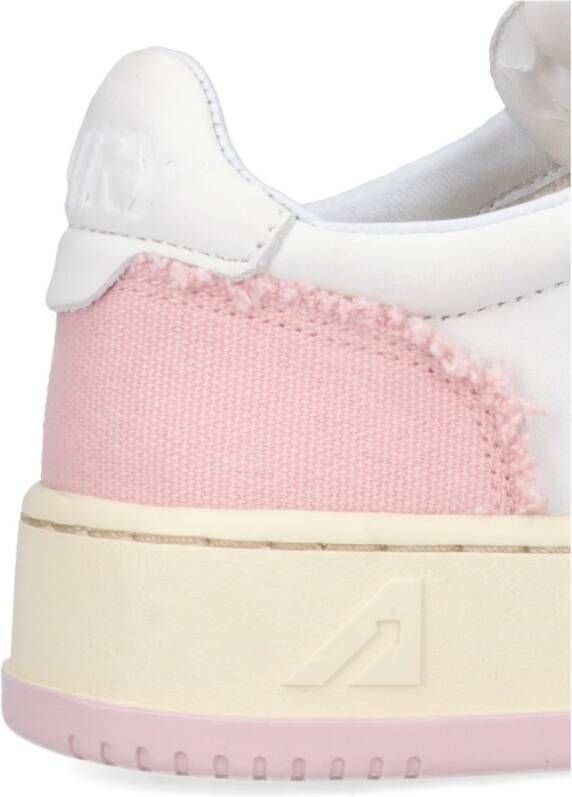 Autry "Witte Leren Sneakers met Roze Stoffen Inzetstukken" Wit Dames