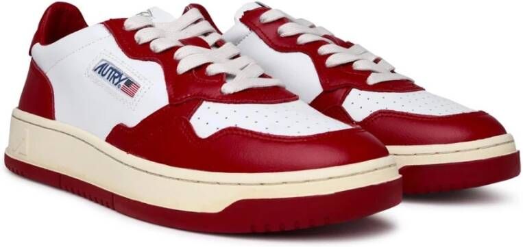 Autry Witte en rode leren sneakers Wit Heren