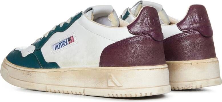 Autry Witte Leren Sneakers met Bordeaux en Groene Inzetstukken Wit Heren