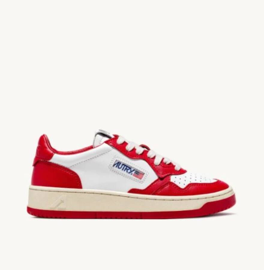 Autry Rode en Witte Leren Sneakers Wit Heren