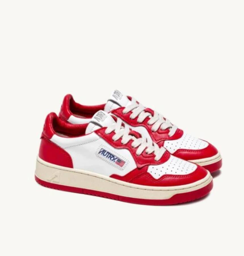 Autry Rode en Witte Leren Sneakers Wit Heren