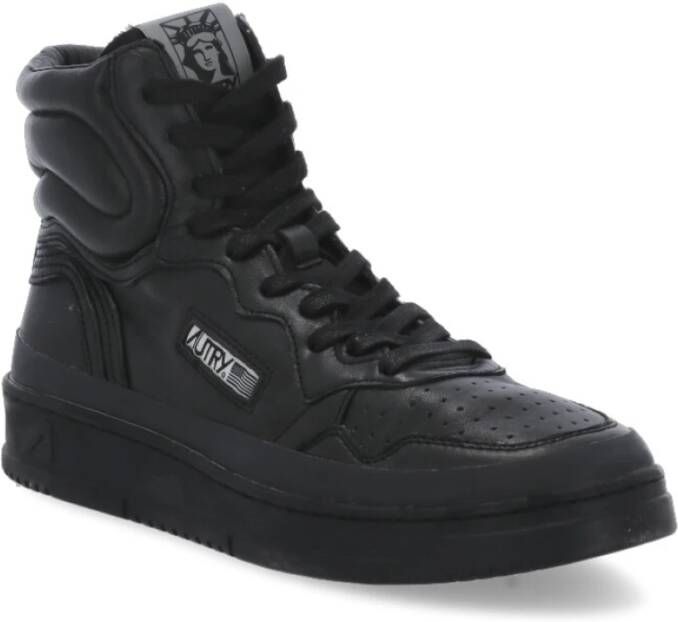 Autry Zwarte Leren High-Top Sneakers Zwart Heren