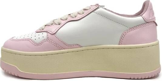 Autry Tweekleurige Leren Sneakers Pink Dames