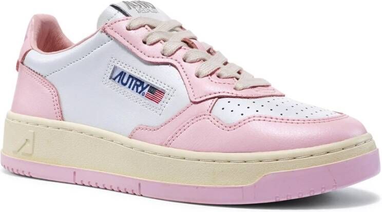 Autry Vintage-geïnspireerde Leren Sneaker Pink Dames