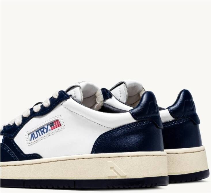 Autry Vintage Lage Leren Sneakers Wit Blauw