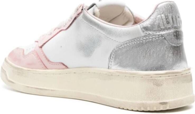 Autry Vintage Lage Sneakers in Wit Zilver White Dames