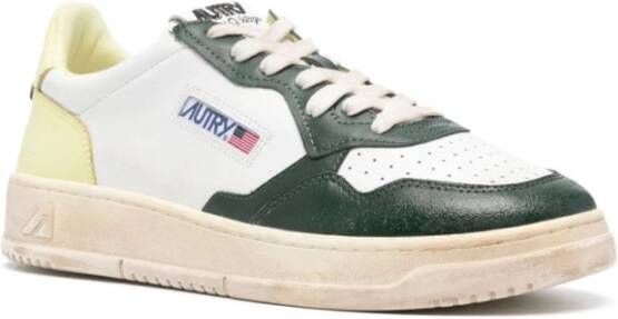 Autry Vintage Lage Top Sneaker Wit Groen Multicolor Heren