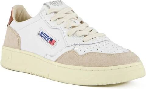 Autry Vintage Leren Sneaker met Suède Inzetstukken Beige Dames