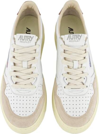 Autry Vintage Leren Sneaker met Suède Inzetstukken Beige Dames