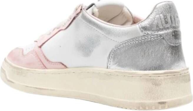 Autry Vintage Leren Sneakers Distressed Finish White Dames