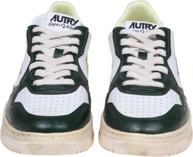 Autry Vintage Leren Sneakers Wit Groen Multicolor Heren
