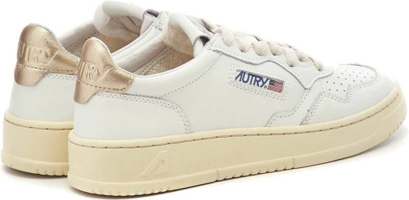 Autry Vintage Low Leren Sneaker Wit Goud White Dames