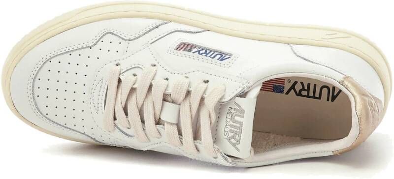 Autry Vintage Low Leren Sneaker Wit Goud White Dames