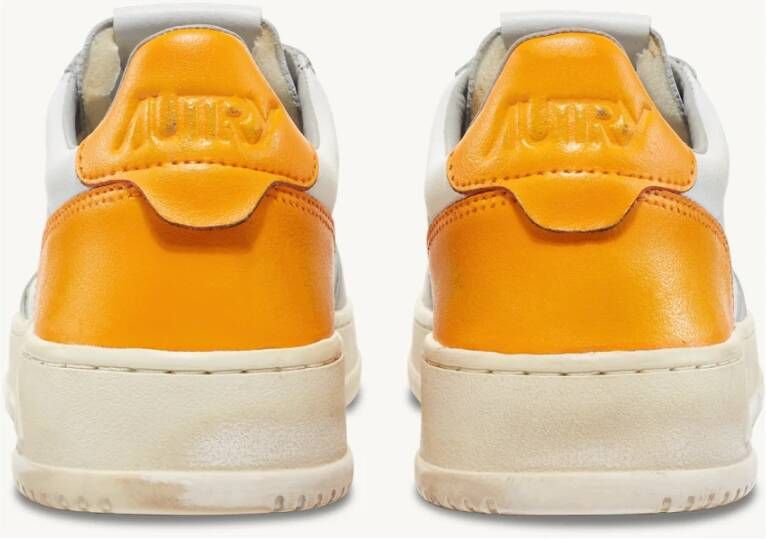 Autry Vintage Medalist Leren Sneakers Wit Grijs Oranje Multicolor Heren