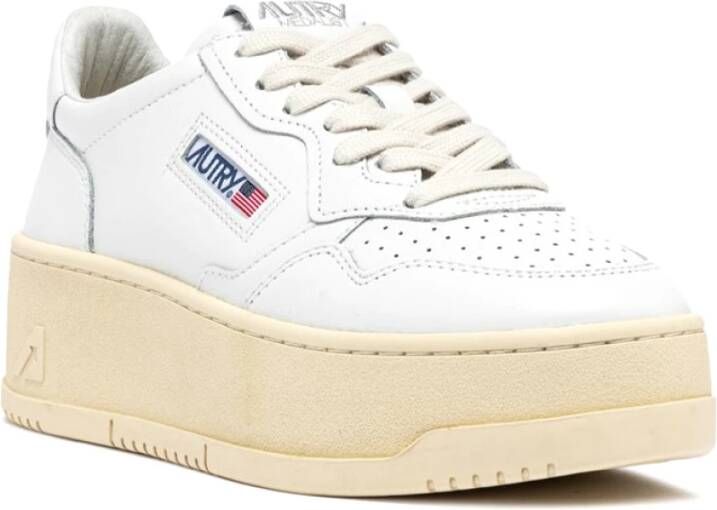 Autry Vintage Platform Leren Sneakers Wit White Dames