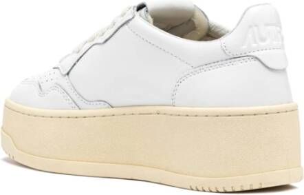 Autry Vintage Platform Leren Sneakers Wit White Dames