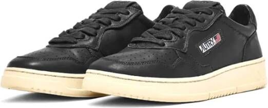 Autry Vintage Stijl Zwarte Leren Sneakers Black Heren