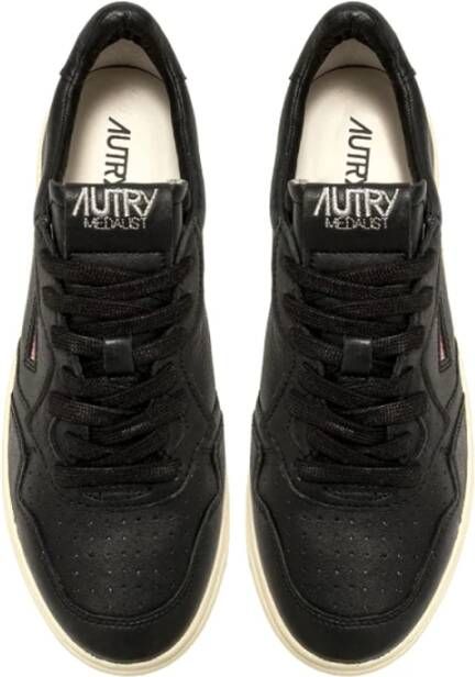 Autry Vintage Stijl Zwarte Leren Sneakers Black Heren