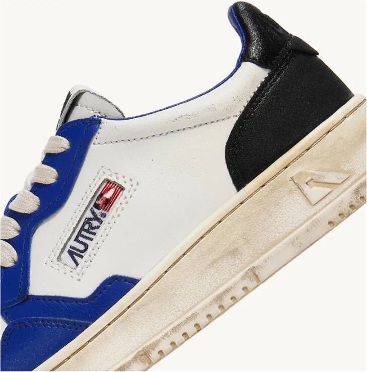 Autry Vintage Wit Blauw Zwart Leren Sneakers