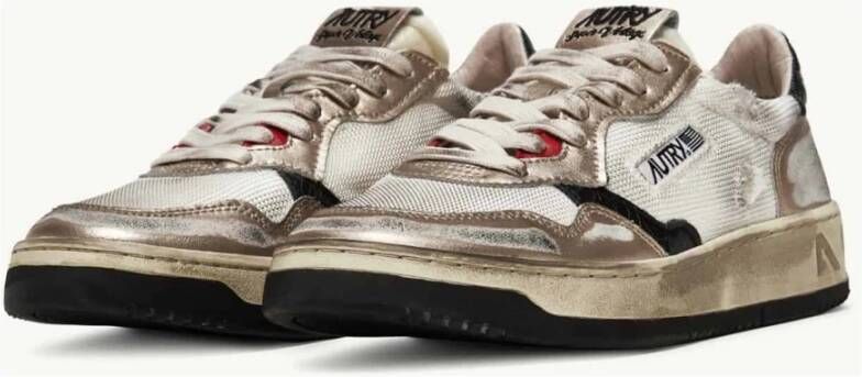 Autry Vintage Wit Goud Leren Sneakers Multicolor Heren