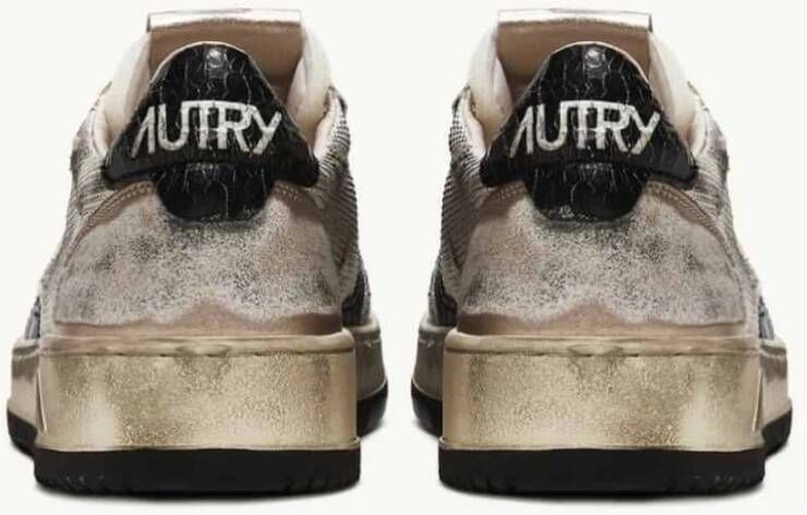 Autry Vintage Wit Goud Leren Sneakers Multicolor Heren