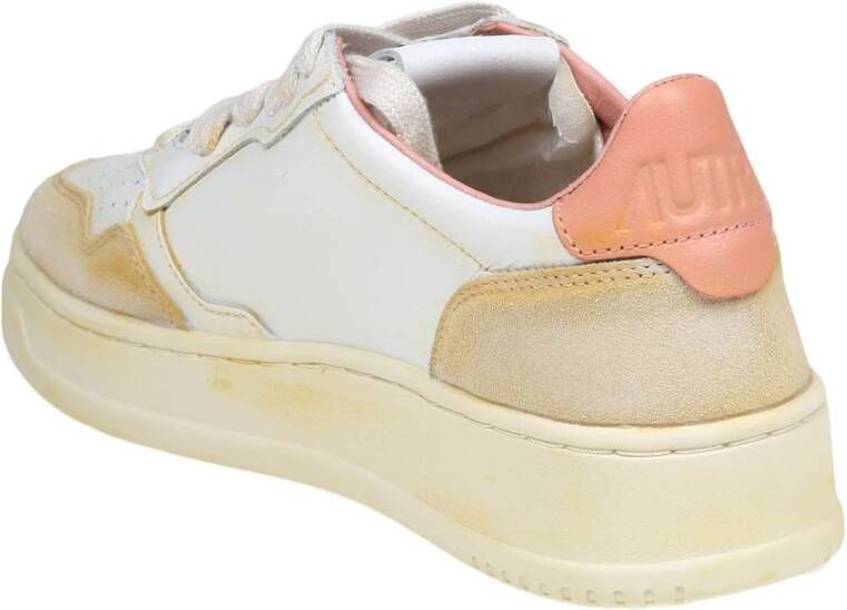 Autry Vintage witte en roze leren sneakers Wit Dames