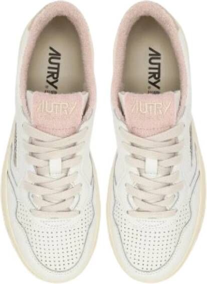 Autry Wit Roze Leren Sneakers White Dames