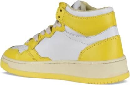Autry Witte en Gele Leren Sneakers Yellow Dames