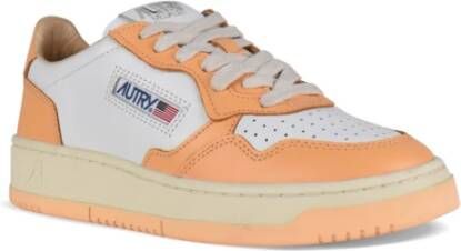 Autry Witte en Oranje Leren Sneakers White Dames