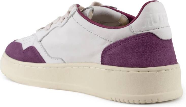 Autry Witte en paarse leren sneakers White Dames