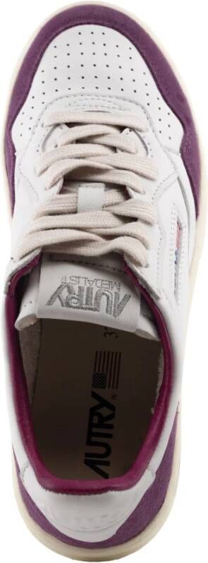 Autry Witte en paarse leren sneakers White Dames