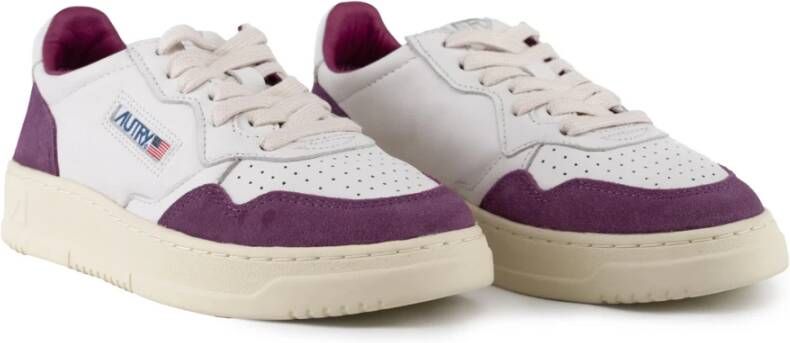 Autry Witte en paarse leren sneakers White Dames