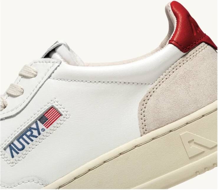 Autry Witte en Rode Medalist Lage Sneakers