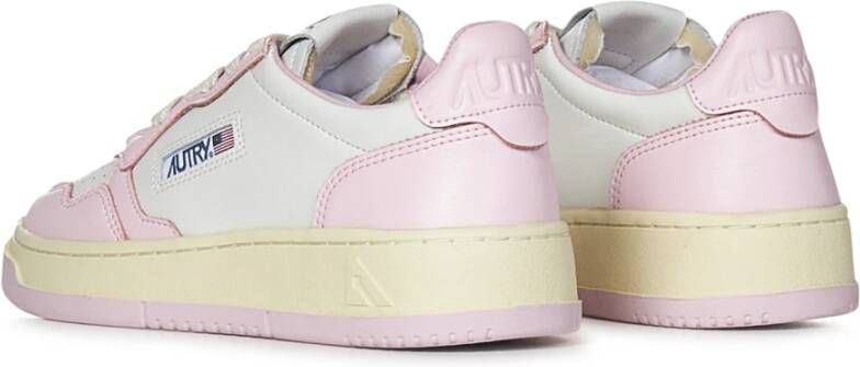 Autry Witte en Roze Lage Leren Sneakers Witte Roze Leren Sneakers voor Dames Multicolor White Dames