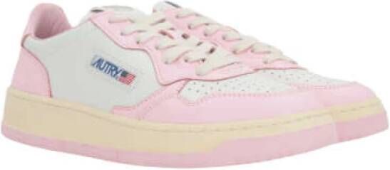 Autry Witte en Roze Lage Leren Sneakers Witte Roze Leren Sneakers voor Dames Multicolor White Dames