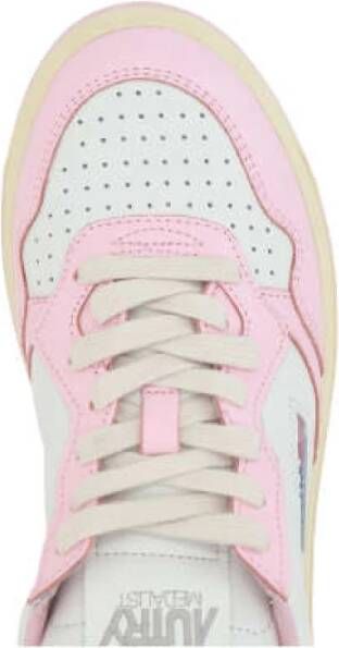 Autry Witte en Roze Lage Leren Sneakers Witte Roze Leren Sneakers voor Dames Multicolor White Dames