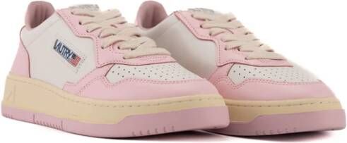 Autry Witte en Roze Lage Leren Sneakers Witte Roze Leren Sneakers voor Dames Multicolor White Dames