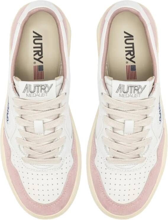 Autry Witte & Roze Suède Leren Sneaker