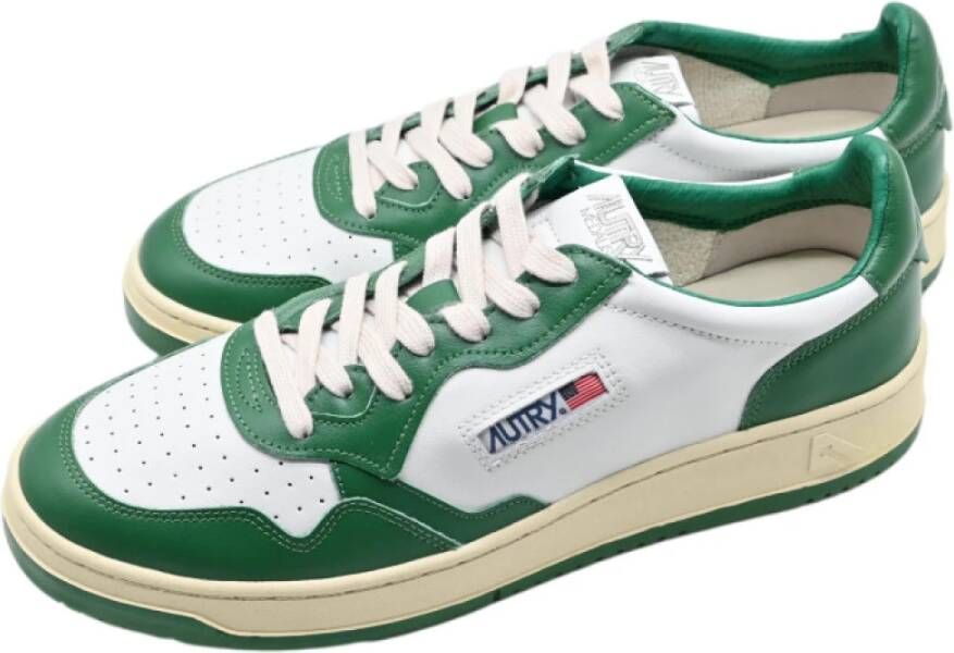 Autry Witte Groene Lage Top Sneakers Multicolor Heren