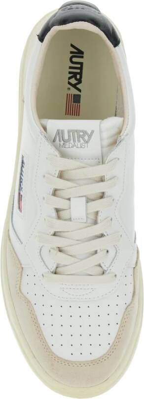 Autry Witte lage sneakers met beige suède