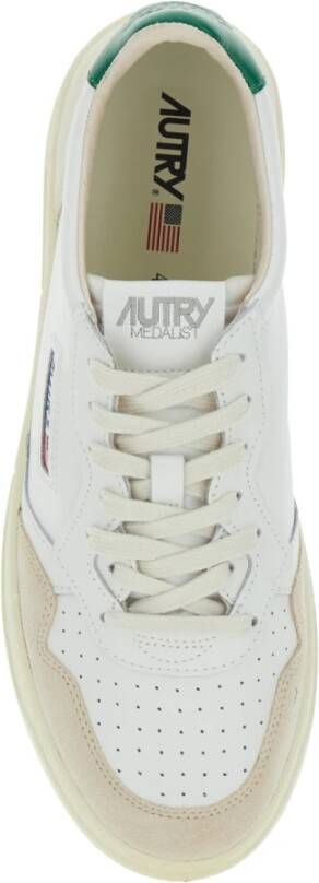 Autry Witte lage sneakers met beige suède