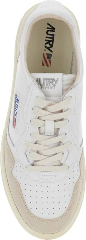 Autry Witte lage sneakers met beige suède details White Heren