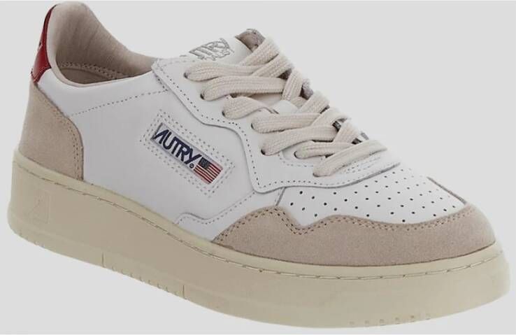 Autry Witte Lage Top Sneakers met Rode Tag White Dames