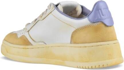 Autry Witte Leren en Beige Suède Vintage Sneakers Wit Dames