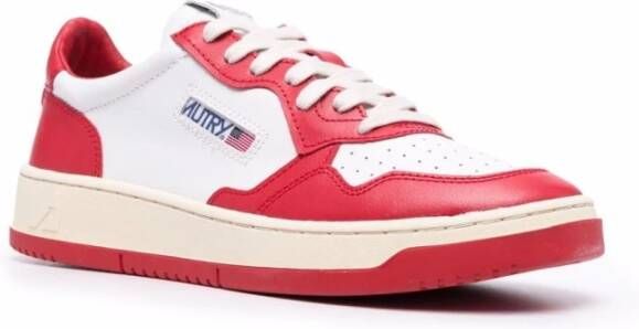 Autry Witte Leren Lage Sneakers Red Heren