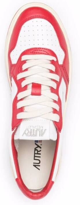 Autry Witte Leren Lage Sneakers Red Heren